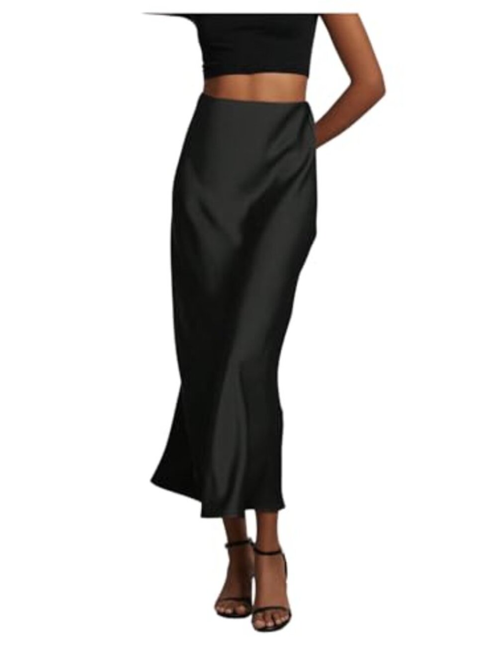 Satin Maxi Skirt High Waisted A-Line Flared Elegant Women's Silky Long Skirt
